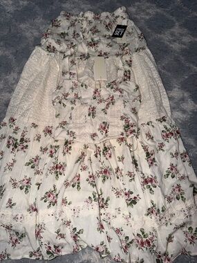 Romantic Floral Two-Piece Set in Cream and Pink